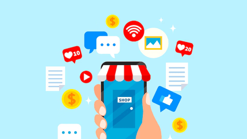 Mobile storefront shared on social media platforms