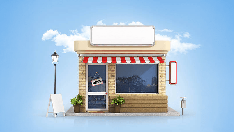 Storefront builder interface showing product management